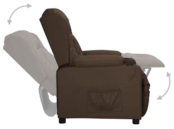 Polohovací křeslo hnědé umělá kůže 339069