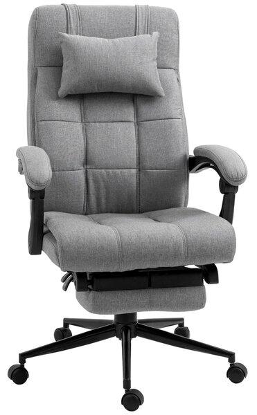 Ergonomická kancelářská židle Vinsetto s funkcí sklonu, opěrkou hlavy, područky a výškově nastavitelným otočným křeslem s podnožkou ve vzhledu lnu, sv