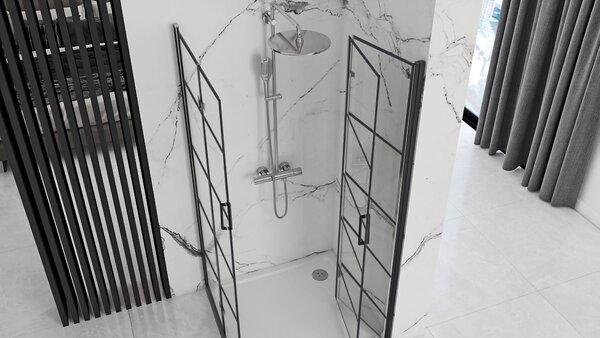 Sprchový Kout REA MOLIER BLACK DOUBLE 80X80