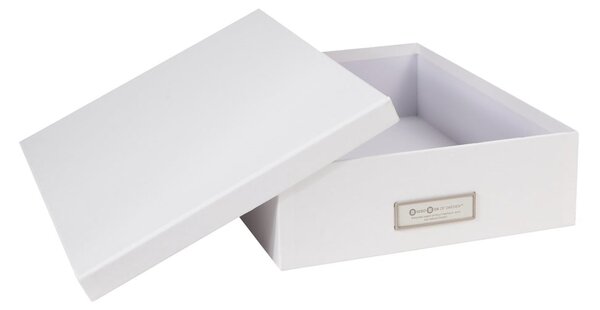 Bílý úložný box se jmenovkou na dokumenty Bigso Box of Sweden Oskar, velikost A4