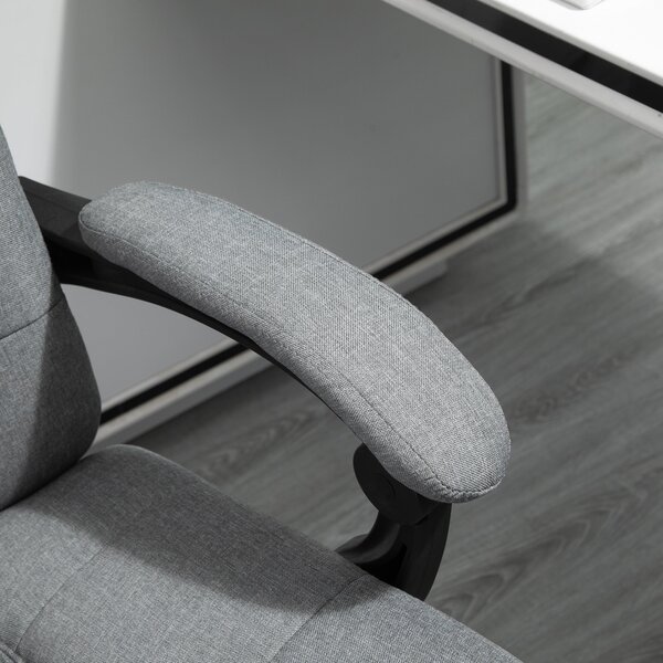 Ergonomická kancelářská židle Vinsetto s funkcí sklonu, opěrkou hlavy, područky a výškově nastavitelným otočným křeslem s podnožkou ve vzhledu lnu, sv