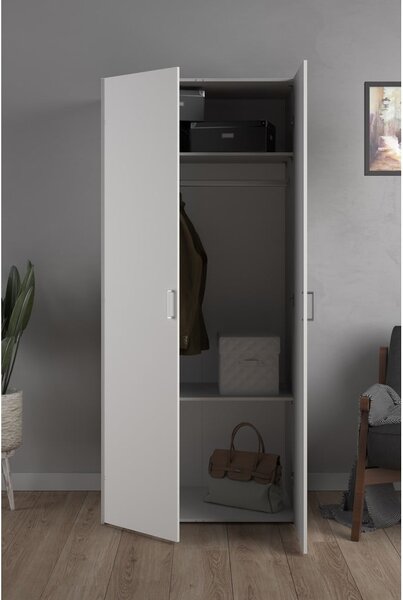 Bílá šatní skříň 78x175 cm Space – Tvilum