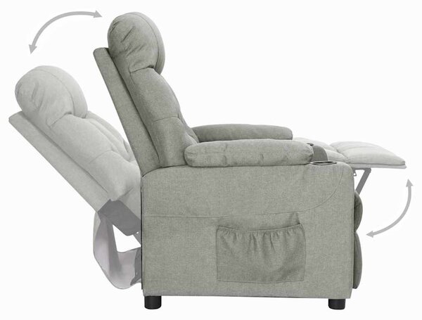 Polohovací křeslo světle šedé textil 339082
