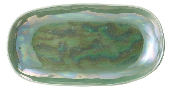 Zelený kameninový servírovací talíř Bloomingville Paula, 23,5 x 12,5 cm