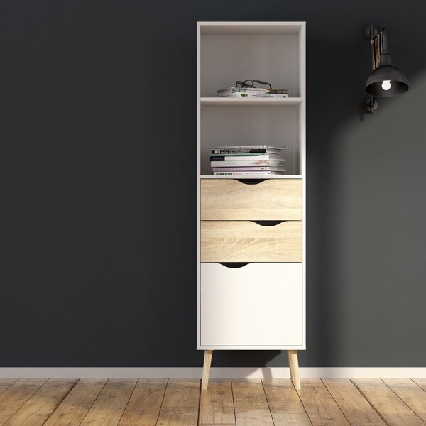 Bílá knihovna v dekoru dubu 50x171 cm Oslo - Tvilum