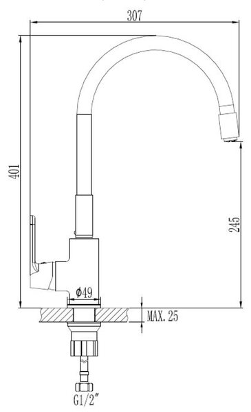 Invena Joga kuchyňská baterie stojící chrom-grafitová/šedá BZ-32-L05