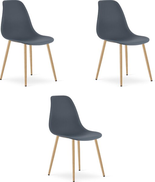 Židle WAT z tmavé břidlice / nohy z přírodní kůže x 3