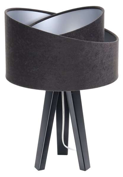 BPS koncept Stolní lampa GALAXY černá, 1xE27, v. 45 cm Barva: Stříbrná, Barva základny: Černé dřevo, Vnitřní barva: Černá