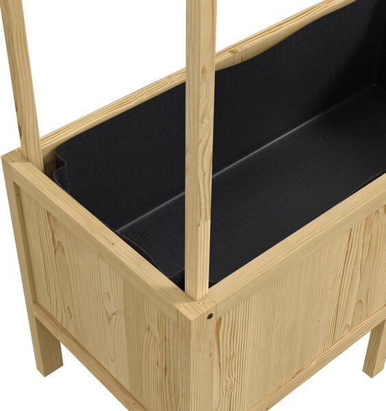 Dřevěný vyvýšený záhon Outsunny, skleník s poklopem, květináč s fleecem, květinová postel pro bylinky do zahrady a na balkon, 110 x 60 x 152 cm, příro