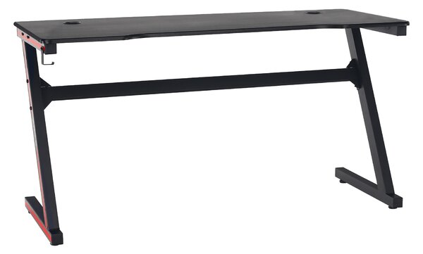 KONDELA Herní stůl / počítačový stůl, černá / červená, MACKENZIE 140cm