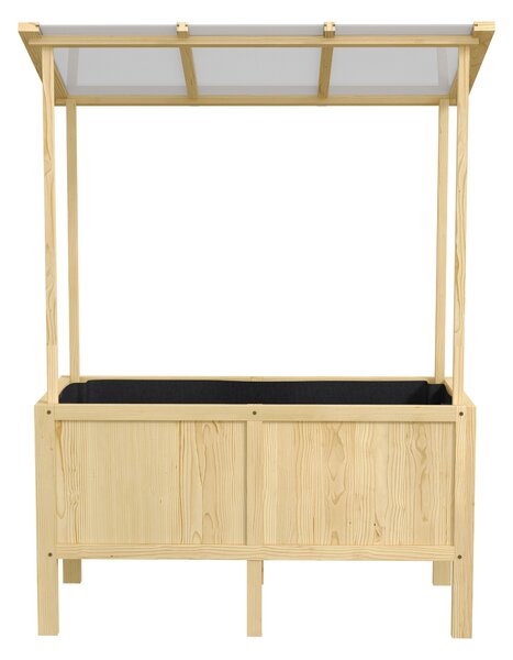 Dřevěný vyvýšený záhon Outsunny, skleník s poklopem, květináč s fleecem, květinová postel pro bylinky do zahrady a na balkon, 110 x 60 x 152 cm, příro