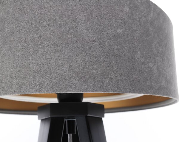 BPS koncept Stolní lampa GALAXY šedá, 1xE27, v. 45 cm Barva: Stříbrná, Barva základny: Naturální dřevo, Vnitřní barva: Šedá