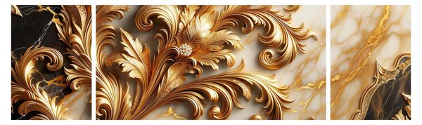 Obraz - Mramor se zlatem (170x50 cm)