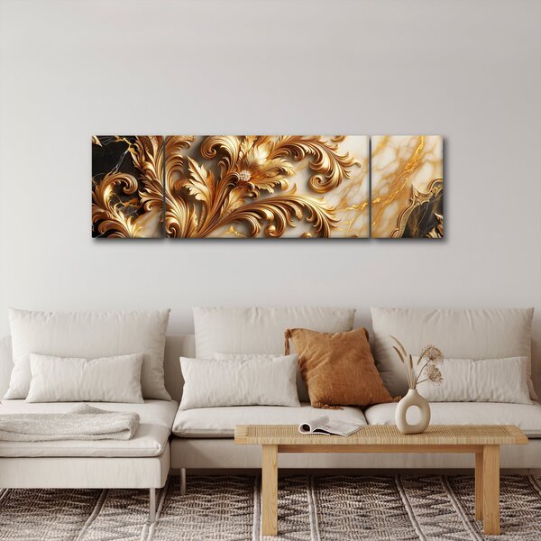 Obraz - Mramor se zlatem (170x50 cm)