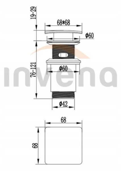 Invena Invena, odtoková zátka typu ClickClack pro umyvadlo s přepadem, černá matná, INV-SC-B1-139-L