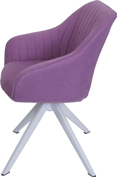 Jídelní židle HWC-K27, kuchyňská židle Židle s područkami, otočná látka/textil fialová