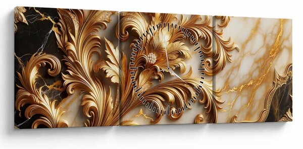 Obraz - Mramor se zlatem (s hodinami) (90x30 cm)