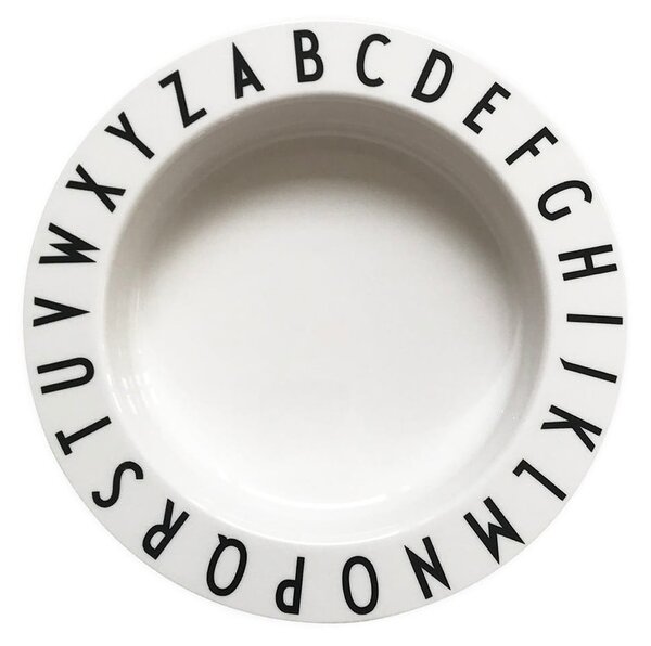 Bílý dětský hluboký talíř Design Letters Eat & Learn, ø 15,5 cm