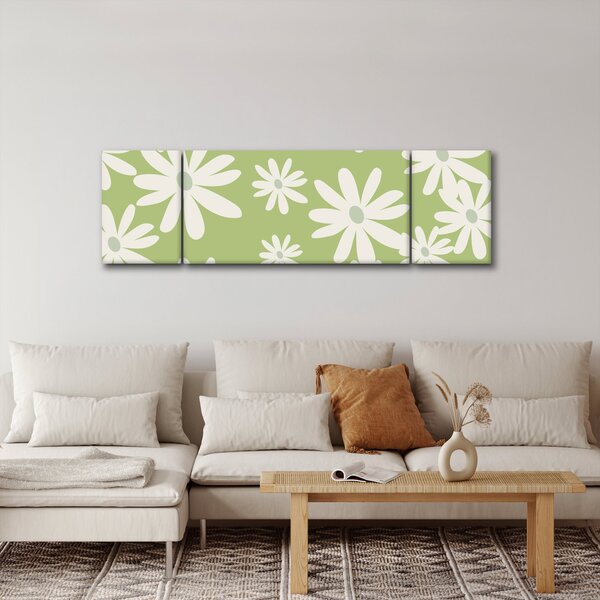 Obraz - Hippies, zelené květy N⁰1 (170x50 cm)