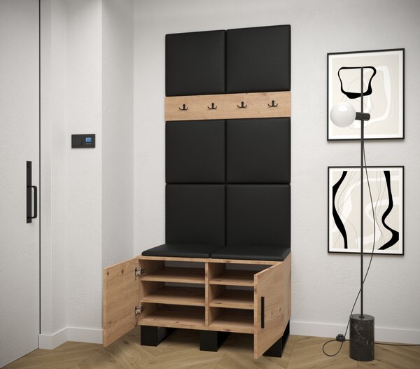 Předsíňová sestava RUMIE 4 - dub artisan, černé panely