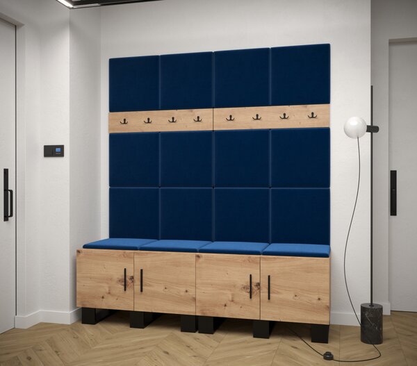 Předsíňová sestava RUMIE 3 - dub artisan, modré panely