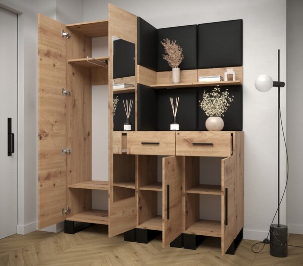 Předsíňová sestava RUMIE 15 - dub artisan, béžové panely