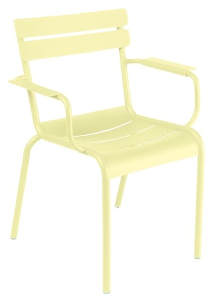 Citronově žlutá kovová zahradní židle Fermob Luxembourg s područkami