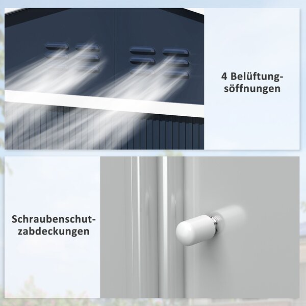 Skl storage shed Outsunny 4,9 m², zahradní kůlna s pultovou střechou, posuvné dveře, základna, 277 x 195 x 192 cm, kůlna na nářadí z pozinkované oceli