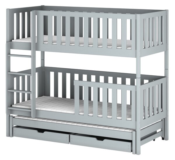 Patrová postel se šuplíky a přistýlkou LORI - 80x160, šedá