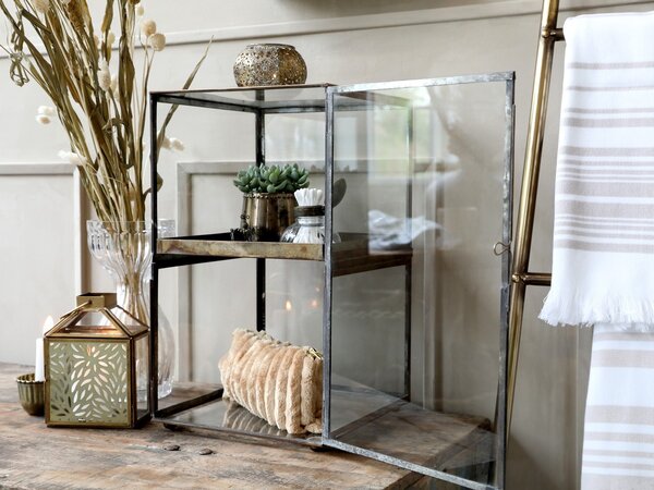 Skleněná francouzská dekorační vázička Old French - Ø 8*6cm - Chic Antique