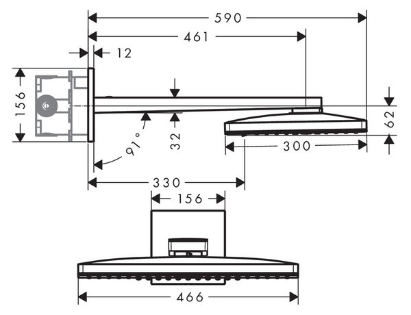 Axor ShowerSolutions hlavová sprcha 46.6x30 cm obdélníkový chrom 35282000