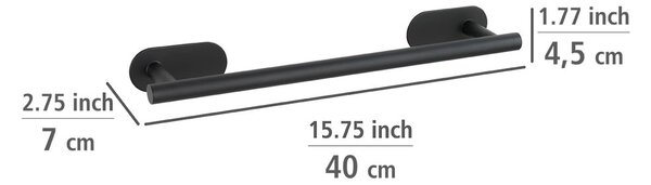 Černý matný nástěnný držák na ručníky z nerezové oceli Wenko Orea Turbo-Loc®