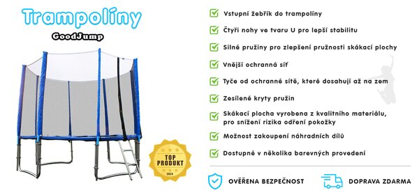 GoodJump GoodJump 4UPVC Trampolína 400 cm s ochrannou sítí + žebřík+ krycí plachta