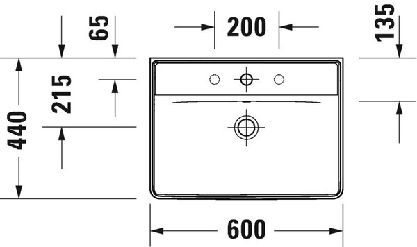 Duravit D-Neo umyvadlo 60x44 cm obdélníkový klasický bílá lesk 2366600000