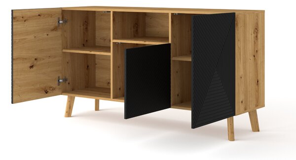 BIM Komoda LUXI 3D dub artisan, černý mat