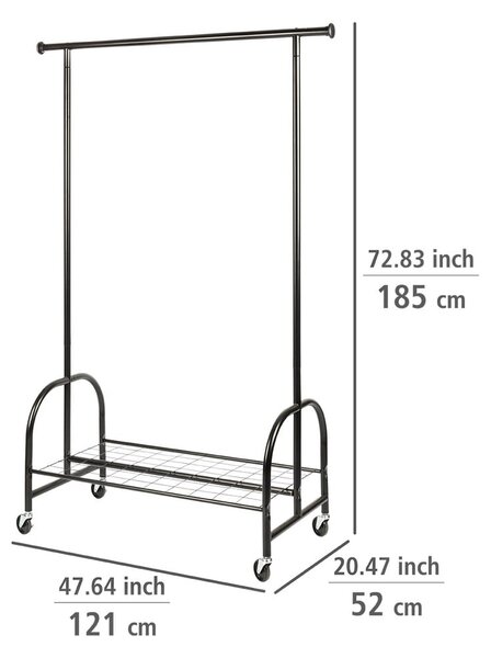 Černý kovový stojan na oblečení Wenko Profi