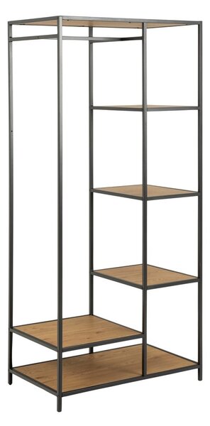 Otevřená šatní skříň v dekoru dubu v černo-přírodní barvě 77x165 cm Seaford – Actona