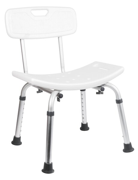 BISK Erga Handicap PRO, obdélníková židle do koupelny se zádovou opěrou 495x545x840 mm, bílá, ERG-07657