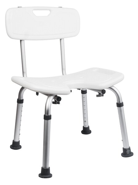 BISK Erga Handicap PRO, obdélníková židle do koupelny se zádovou opěrou 495x545x840 mm, bílá, ERG-07658