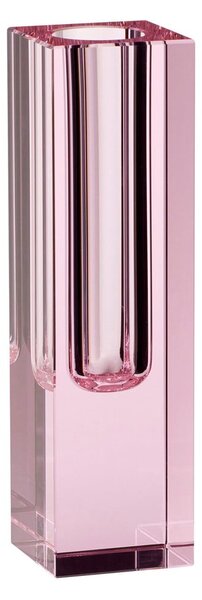 Růžová skleněná váza Hübsch Crystal, výška 18 cm