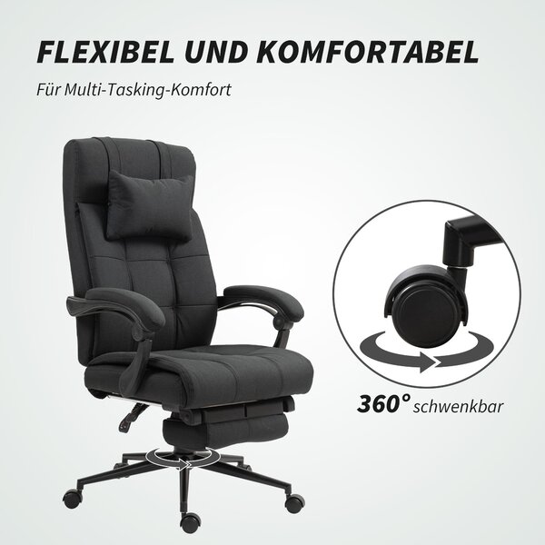 Ergonomická kancelářská židle Vinsetto s nastavitelným opěradlem, hlavovou opěrkou, opěrkami na ruce a výškově nastavitelná otočná židle s podnožkou -