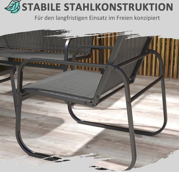 Outsunny Zahradní nábytek set 4 ks, Sada zahradního nábytku se 1 dvoumístnou pohovkou, 2 křesly a 1 konferenčním stolkem, Sada sedacího nábytku na bal