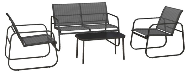 Outsunny Zahradní nábytek set 4 ks, Sada zahradního nábytku se 1 dvoumístnou pohovkou, 2 křesly a 1 konferenčním stolkem, Sada sedacího nábytku na bal