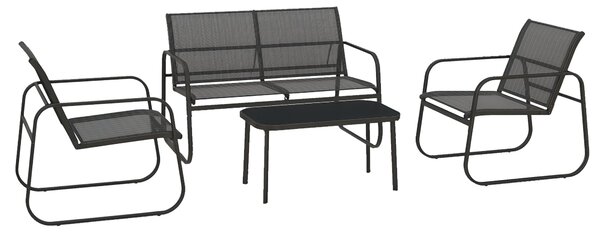 Outsunny Zahradní nábytek set 4 ks, Sada zahradního nábytku se 1 dvoumístnou pohovkou, 2 křesly a 1 konferenčním stolkem, Sada sedacího nábytku na bal