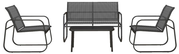 Outsunny Zahradní nábytek set 4 ks, Sada zahradního nábytku se 1 dvoumístnou pohovkou, 2 křesly a 1 konferenčním stolkem, Sada sedacího nábytku na bal