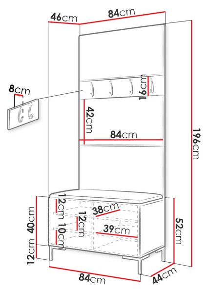 Nábytek do předsíně s čalouněnými panely ANDORA 3 - černý / černá ekokůže