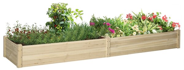 Outsunny Záhon, Zahradní Box s 2 Oblastmi pro Výsadbu, Zeleninový Záhon na Zeleninu a Bylinky do Zahrady, Terasy a Balkonu, Dřevo, Přírodní, 244 x 61