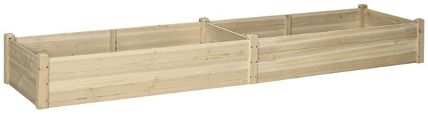 Outsunny Záhon, Zahradní Box s 2 Oblastmi pro Výsadbu, Zeleninový Záhon na Zeleninu a Bylinky do Zahrady, Terasy a Balkonu, Dřevo, Přírodní, 244 x 61