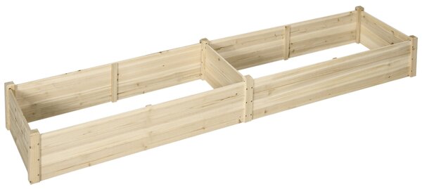 Outsunny Záhon, Zahradní Box s 2 Oblastmi pro Výsadbu, Zeleninový Záhon na Zeleninu a Bylinky do Zahrady, Terasy a Balkonu, Dřevo, Přírodní, 244 x 61