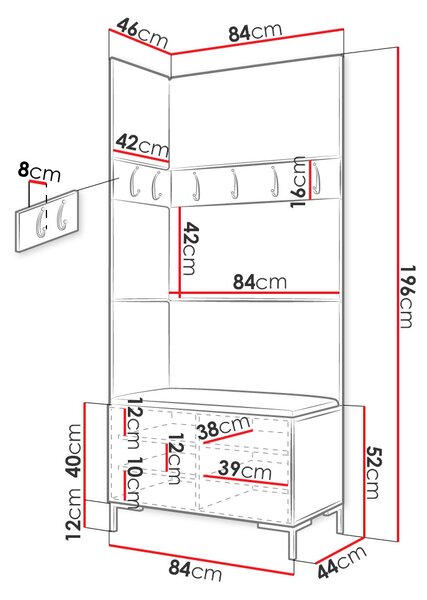 Stěna do chodby s čalouněnými panely ANDORA 4 - černá / tyrkysová